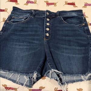 Judy Blue Dark Blue Distressed Jean Shorts